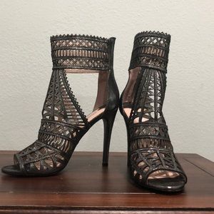Sicily Lasercut Ankle Strap Stiletto Heel